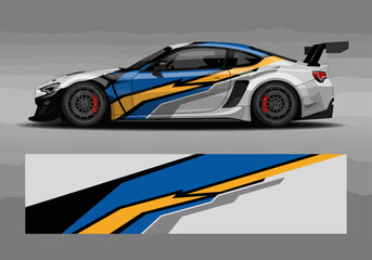 Blue and orange racing car with aerodynamic design © Benjamin
