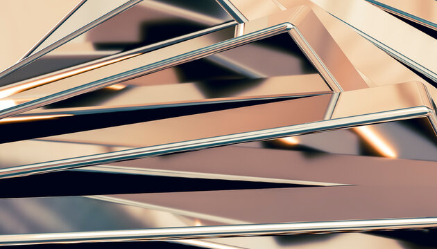 Abstract image featuring shiny metallic geometric shapes