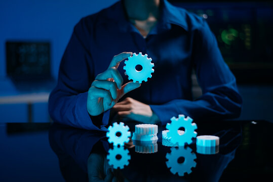 Business hands and collaboration concept with connected gears, symbolizing partnership, communication, innovation, strategy, coordination,