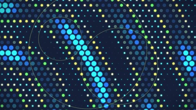Colorful circular dot patterns in motion. 2d animation