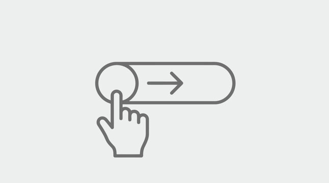 Vector illustration of a hand touching slide toggle switch UI button icon