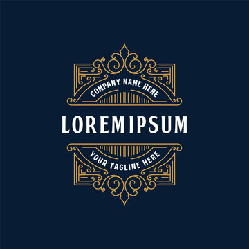 Victorian Flourish Typographic Divider Ornament Insignia For Barbershop Brewery Product Package Labeling