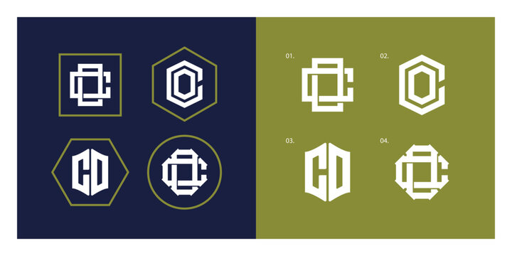 Modern geometric monogram CO or OC logo collection with interlocking letters for corporate branding