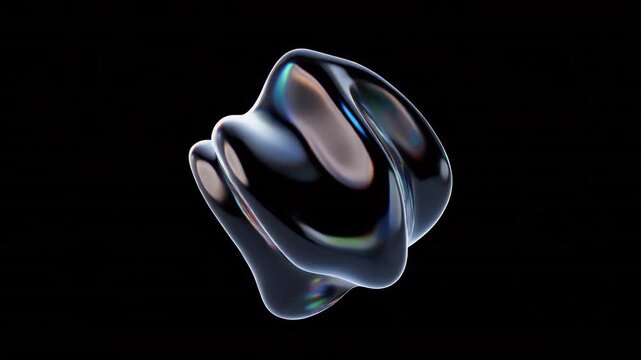 A shimmering, amorphous blob with iridescent highlights against a black background.