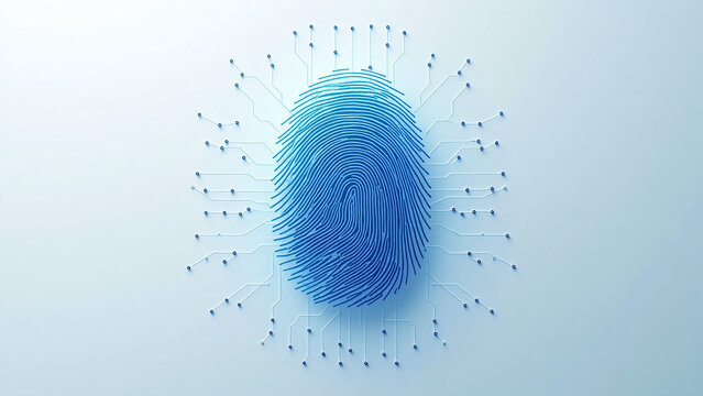 Cybersecurity Fingerprint Tech Abstract Blue Circuit Biometric