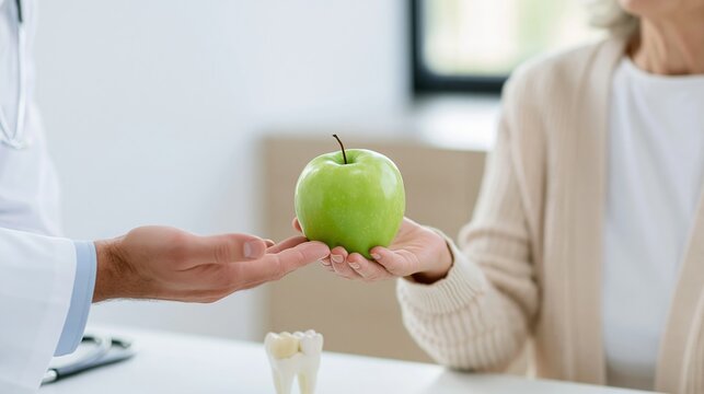 Doctor offering green to patient