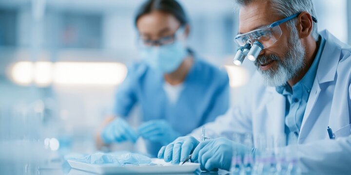 Scientists conducting research in laboratory