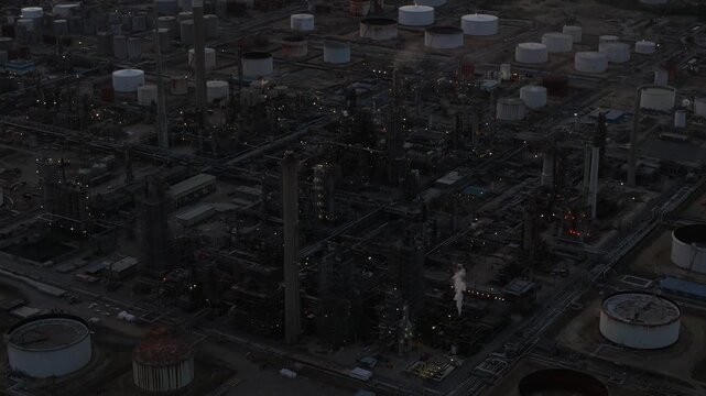 Aerial View of Fawley Oil Refinery in Hampshire, England