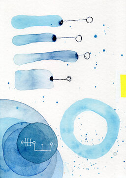 Abstract blue watercolor painting depicts the enigmatic Pleiades