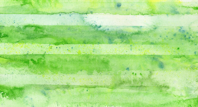 Green watercolor stripes create an abstract painted background