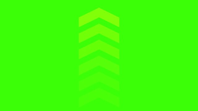 Yellow chevron arrows ascend on a green screen background
