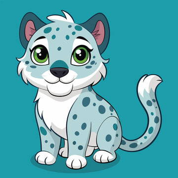 Cute cartoon snow leopard cub