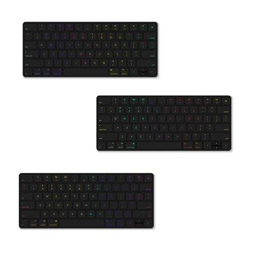 Colorful gaming keyboards on transparent background