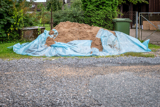 Construction Sand Pile Delivered for Home Renovation and Concrete Work