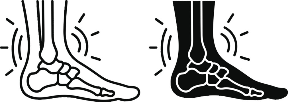 Human ankle and foot bones anatomical medical diagram icons with ankle bone skeleton anatomy foot x ray