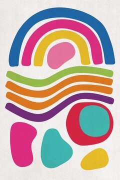 Colorful abstract graphic illustration with rainbow and wavy shape
