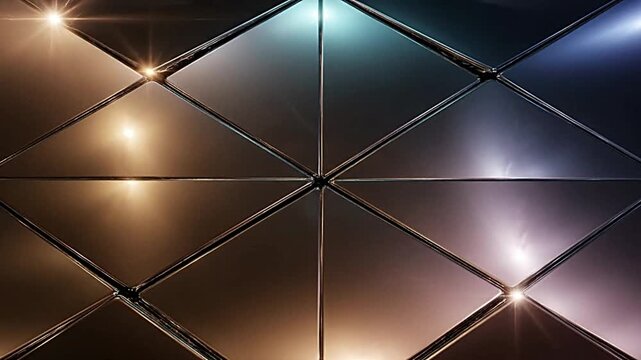 Metallic triangle grid moving in rhythmic cycles within this high quality abstract digital motion video footage