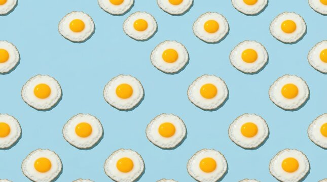Vibrant, repeating scrambled egg graphic ideal for food packaging, restaurant branding, digital backgrounds, and marketing materials with a clean, modern aesthetic.