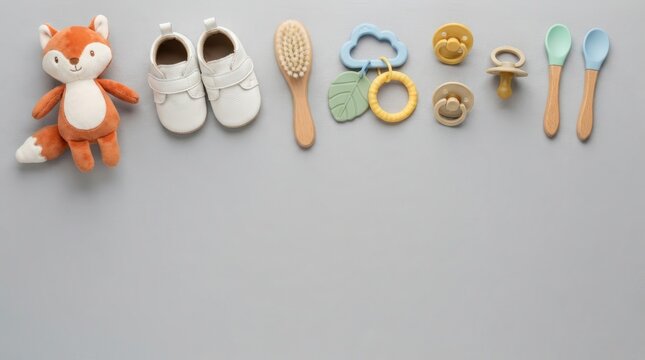Baby toys set including fox plush shoes teether spoon and pacifier