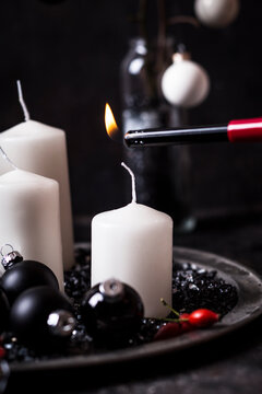 Lighting Advent candle