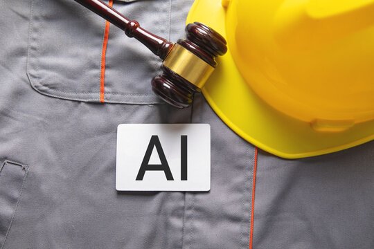 Judge wooden gavel with a AI word.