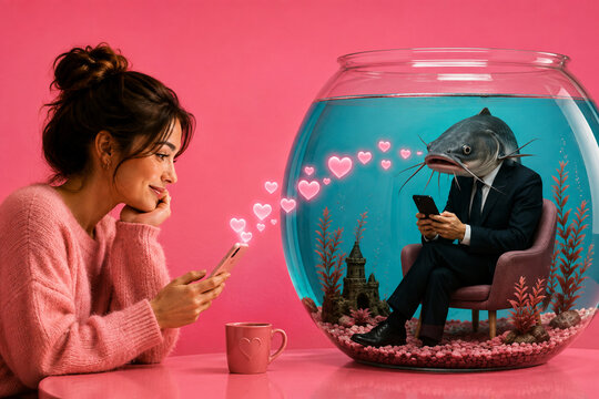 Catfishing in Online Dating with a Catfish Pretending to Be a Romantic Partner