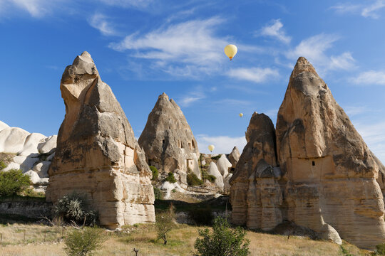Turkey, Goereme National Park, tuff rock formations in Zemi valley