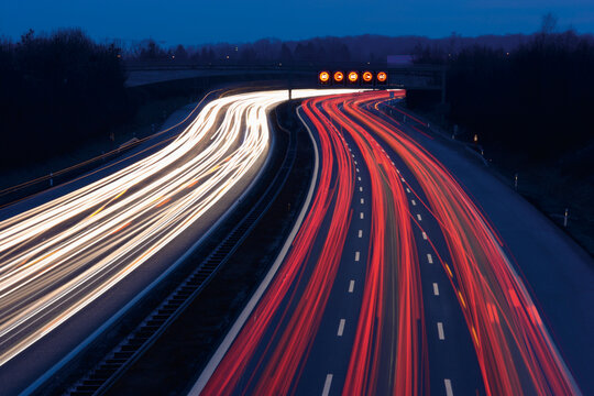Europe, Germany, Bavaria, Munich, Rush hour at evening on highway