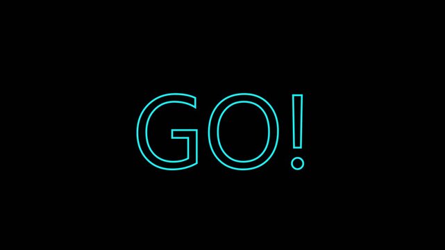 Digital Motion Graphic 3 Second Countdown Timer with GO on Black Background