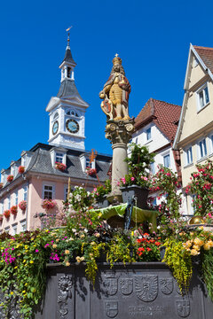 Germany, Baden, Wuerttemberg, View of Emperor Joseph Fountain at Aalen
