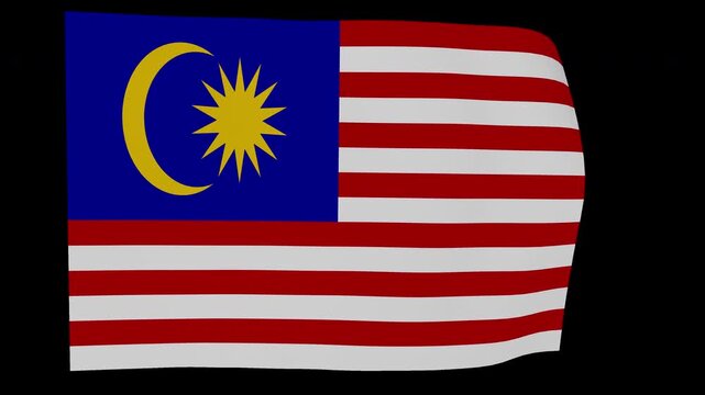Refined Waving Malaysia National Flag Loop Alpha Channel