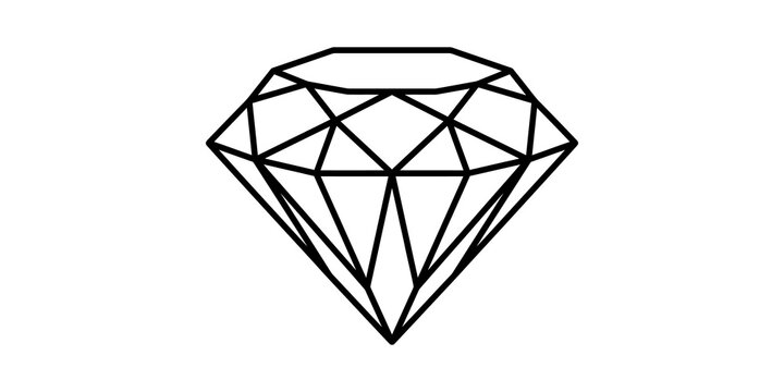 Single black outline diamond gemstone icon for luxury jewelry design jewelry store branding or professional gem cutting.