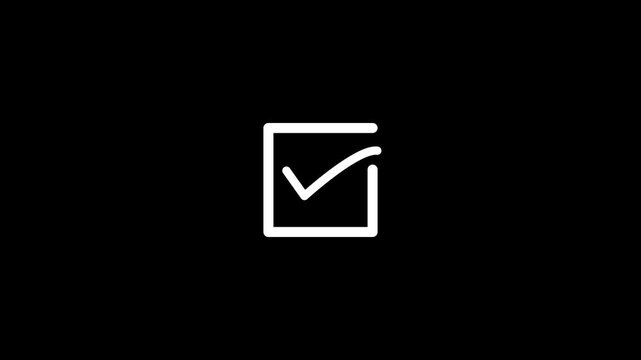 Empty checkbox transforms into checked box on black background