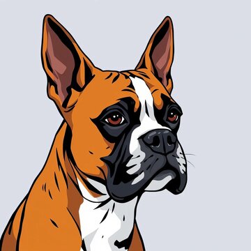 Boxer dog illustration with bold lines and simplicity, simple, black