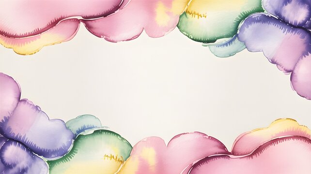 Abstract watercolor background featuring soft pastel clouds with elegant organic shapes in vibrant artistic color palettes