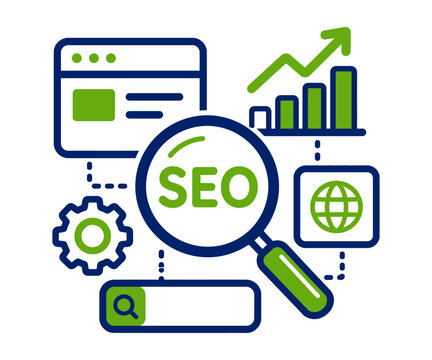 SEO search engine optimization gear report icon