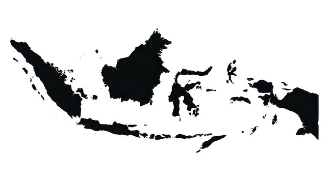 Black silhouette vector map illustration displaying indonesian archipelago geography isolated against white background design asset