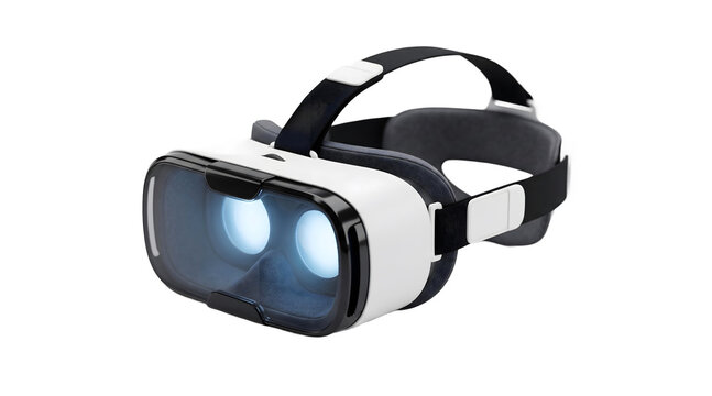 real glow Virtual Headset Virtual reality experience with VR headset on transparent background generative ai
