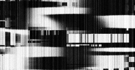 Fototapeta premium Abstract Black and White Digital Glitch Pattern Background with Geometric Chessboard Texture
