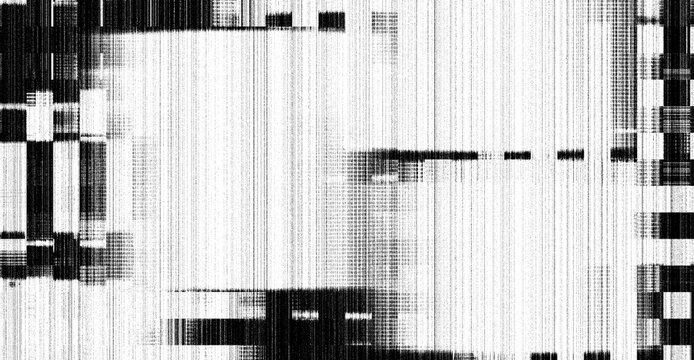 Abstract Black and White Digital Glitch Pattern Background with Geometric Chessboard Texture