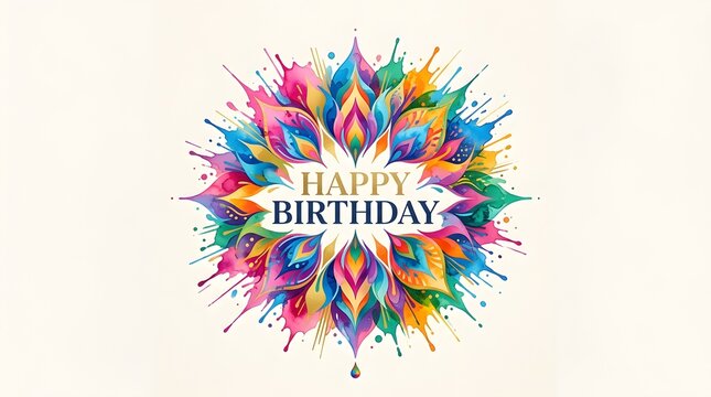 Colorful Happy Birthday Poster with Artistic Paint Splash