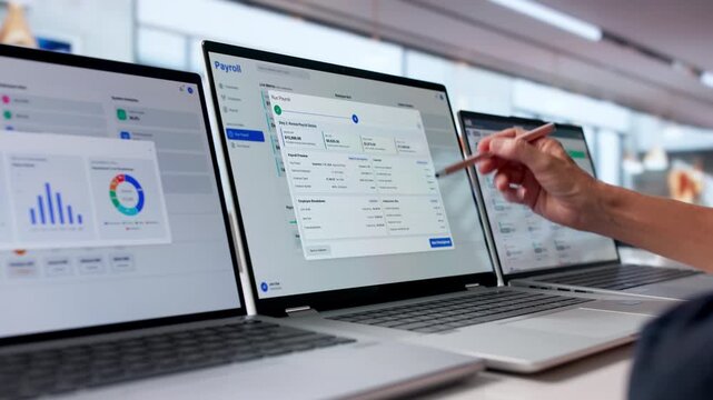 Experienced Woman Reviews Payroll And Attendance Data