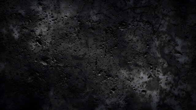 Abstract Dark Raw Concrete Texture with Rough Gritty Surface, Hairline Cracks, Tiny Air Pockets, and Faint Water Stain Bleeds