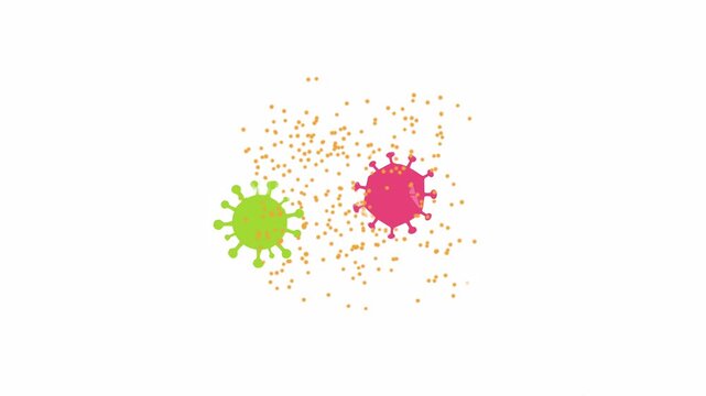 Microscopic virus cells in flat graphic style