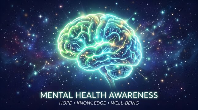 Glowing Brain Illustration for Mental Health Awareness Campaign