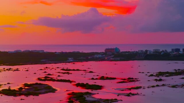 A colorful sunset on Juba Sound in Turks and Caicos