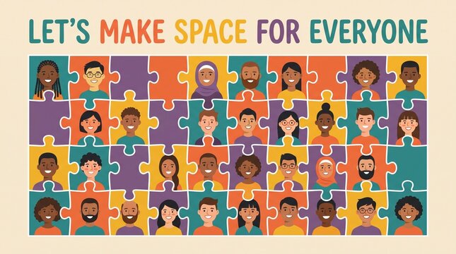 Diversity and Inclusion Concept with Multicultural People in Puzzle Pieces