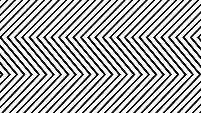 Abstract Geometric Pattern Animation with Moving Parallel Black and White Diagonal Chevron Lines