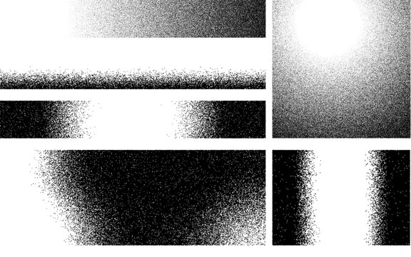 Stipple dot grain gradient bars set rectangle noise shading texture vector illustration