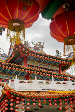Inner courtyard and lanterns at Thean Hou temple, Kuala Lumpur, Malaysia